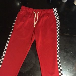 Red Checker Track Pants